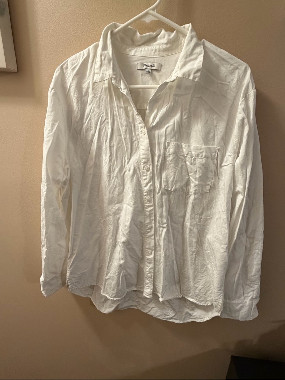 Madewell White Long-Sleeve Button-Down Shirt size L